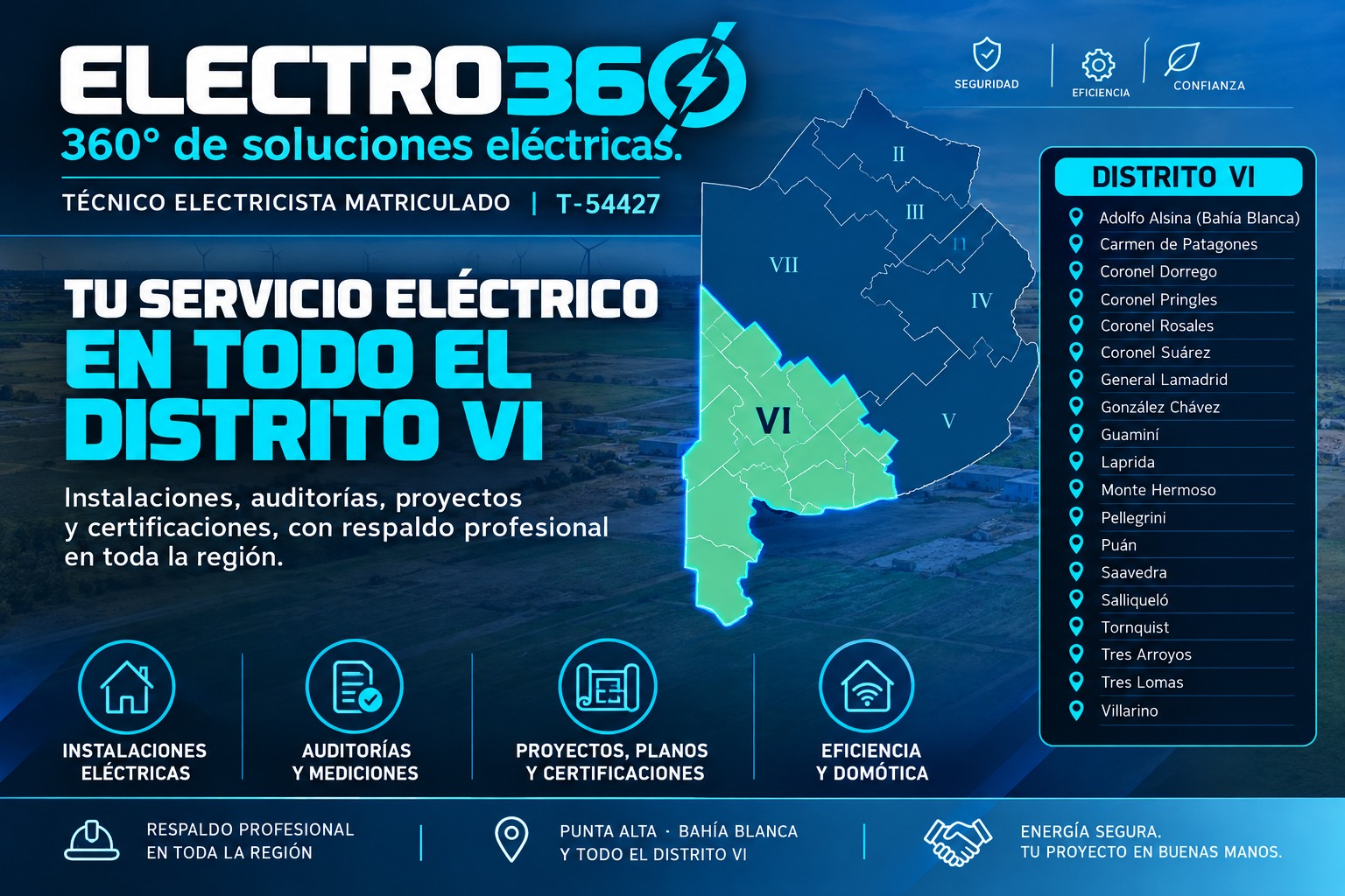 Mapa de la Provincia de Buenos Aires con el Distrito VI destacado